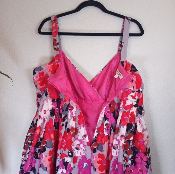 Evan Picone Floral Pleated Sweetheart Neckline Lightweight Cotton Lined Dress 16 - Picture 6 of 13